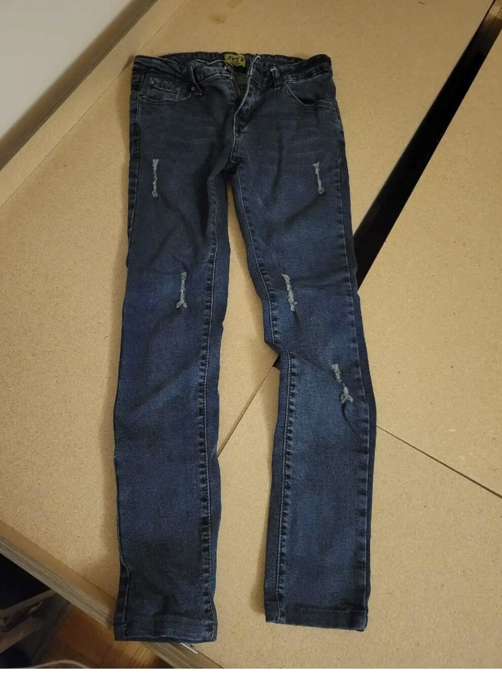 Armani Exchange Dark Blue Denim Jeans with Brown Leather Patch